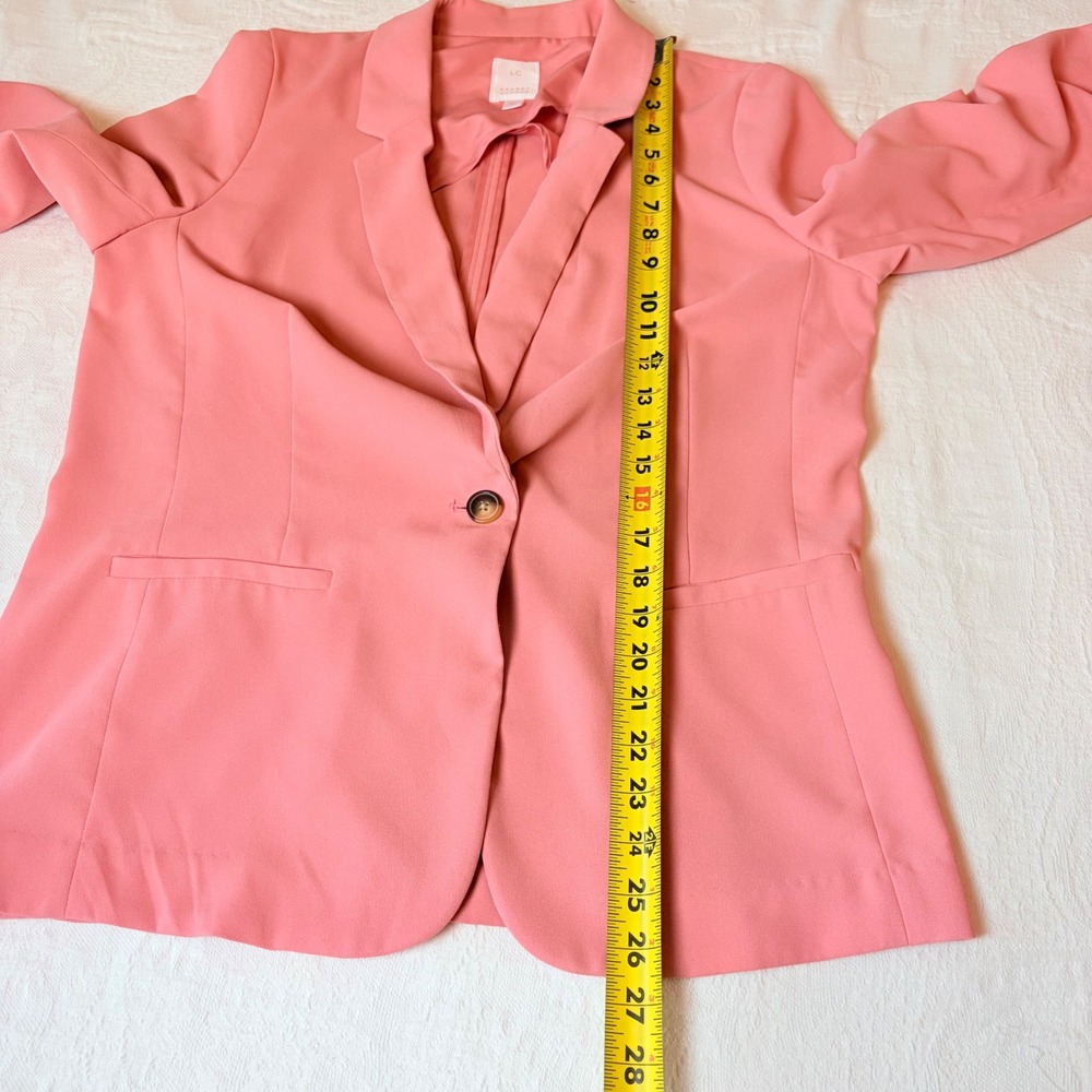 LC Lauren Conrad Mauve Pink Ruched Sleeve Single Button Blazer Size M - Picture 7 of 8